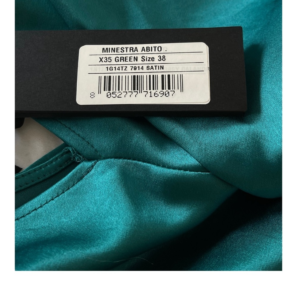 Anthro Pinko $378 Green Satin Twist Midi Bias Cut Slip Dress Size 38 US 2 XS - Picture 9 of 9
